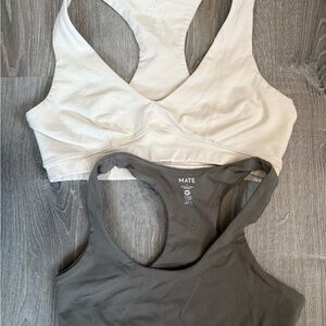 MATE the Label Sports Bras in Cream and Gray